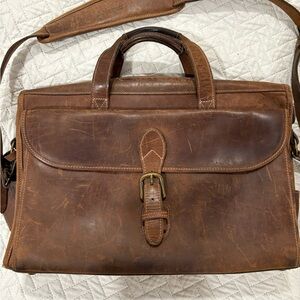 Schlesinger Brown Leather Briefcase for Men